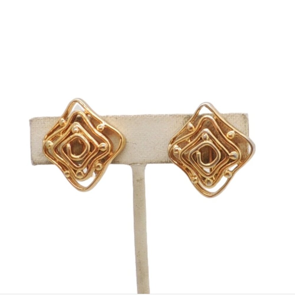Vintage Signed Napier "Maze" Clip Earrings, 1973
